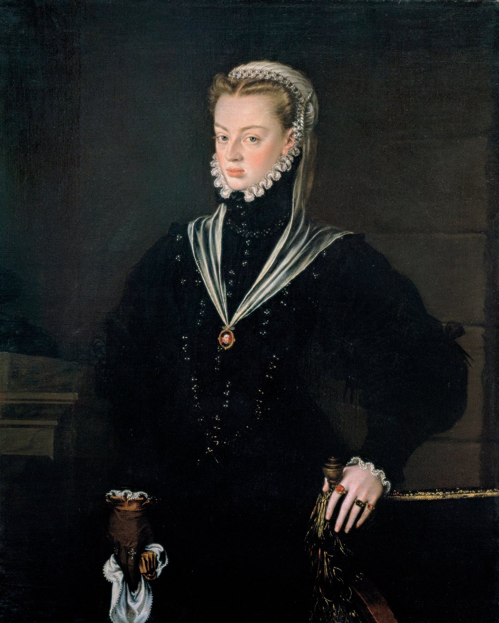 Itävallan arkkiherttuatar Joannan (1535-1573), Portugalin prinsessan muotokuva - Alonso Sanchez Coellon (1531-1588) maalaus, öljy kankaalle, noin 1557 (116x93,5 cm) - Itävallan arkkiherttuatar Joannan muotokuva (1535-157) ), Portugalin prinsessa, öljy tekijältä Alonso Sánchez Coello