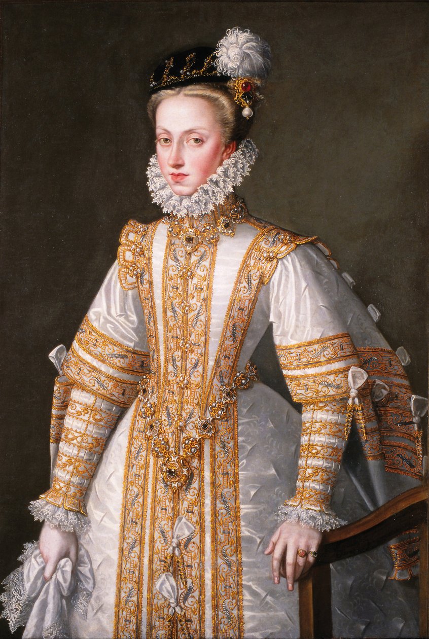 Anna Itävallan muotokuva 15491580, Espanjan kuningatar puoliso, 1571 tekijältä Alonso Sánchez Coello