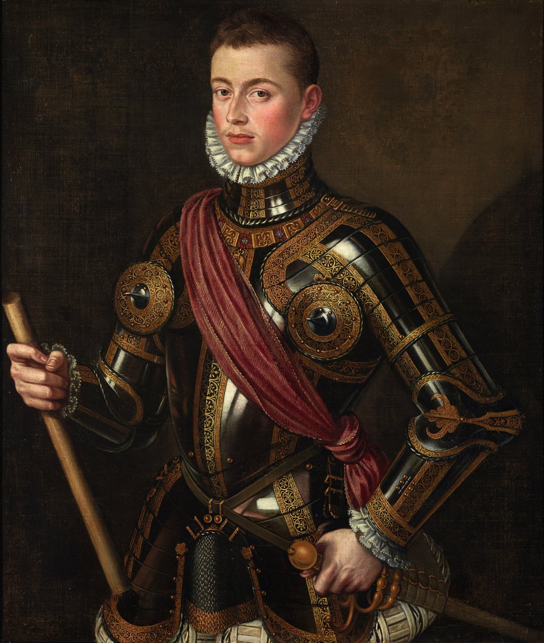 Espanjaksi:  Don Juan de Austria armado Don Juan of Austria aseistettu. tekijältä Alonso Sánchez Coello
