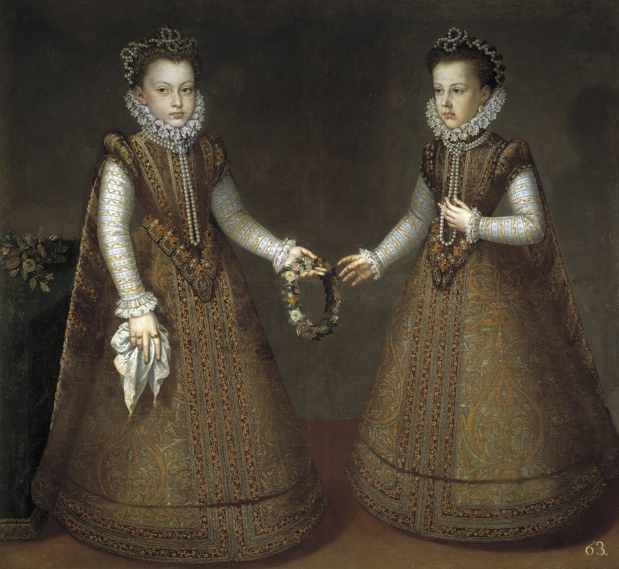 Infantas Isabel Clara Eugenia 1566-1633 ja Catherine Michelle Espanjasta 1567-1597, n. 1575 tekijältä Alonso Sánchez Coello