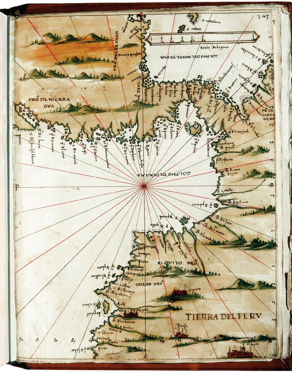 Keski-Amerikan ja Perun kartta tekijältä Alonso de Santa Cruz