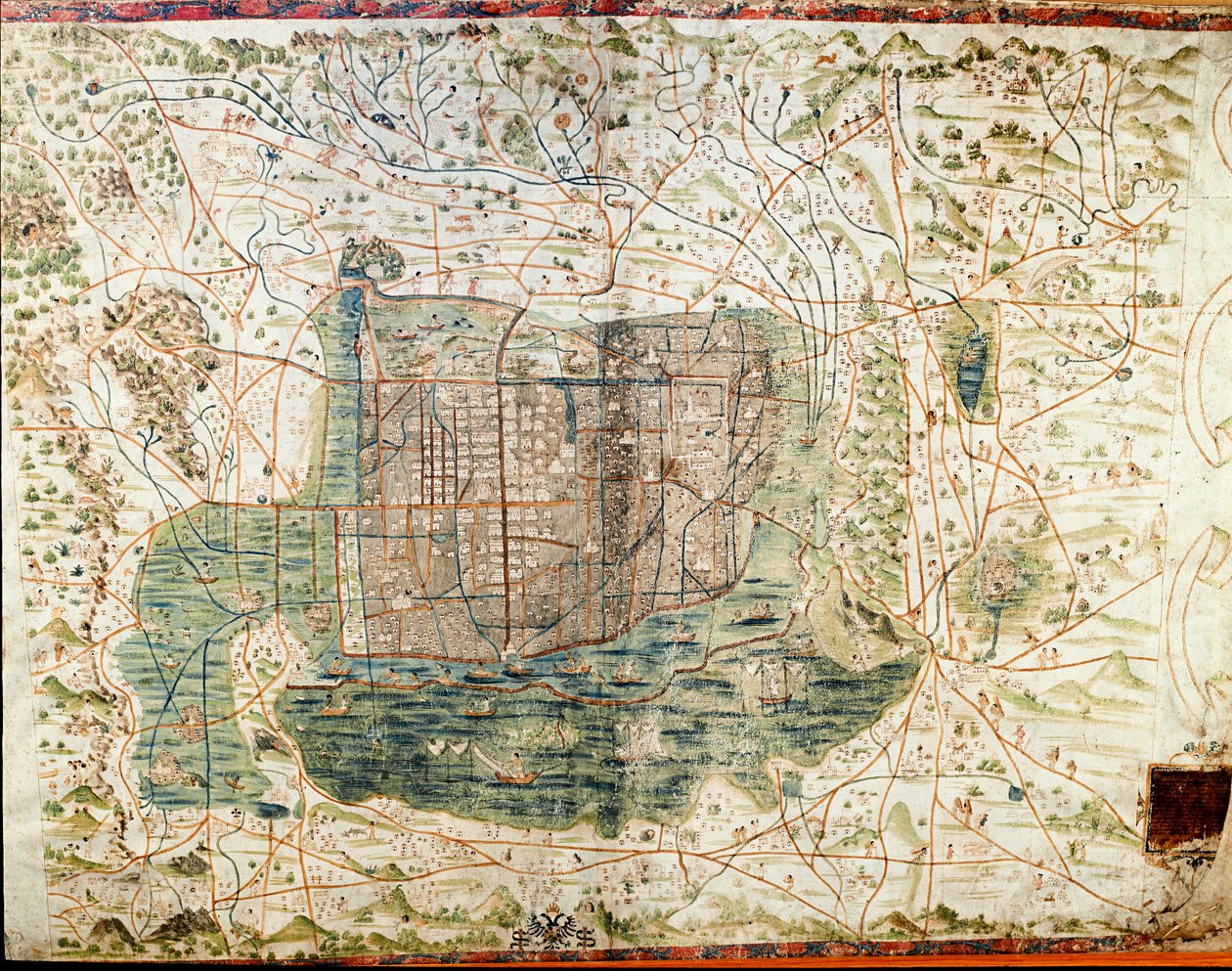 Meksikon kartta (manuscrit tekijältä Alonso de Santa Cruz