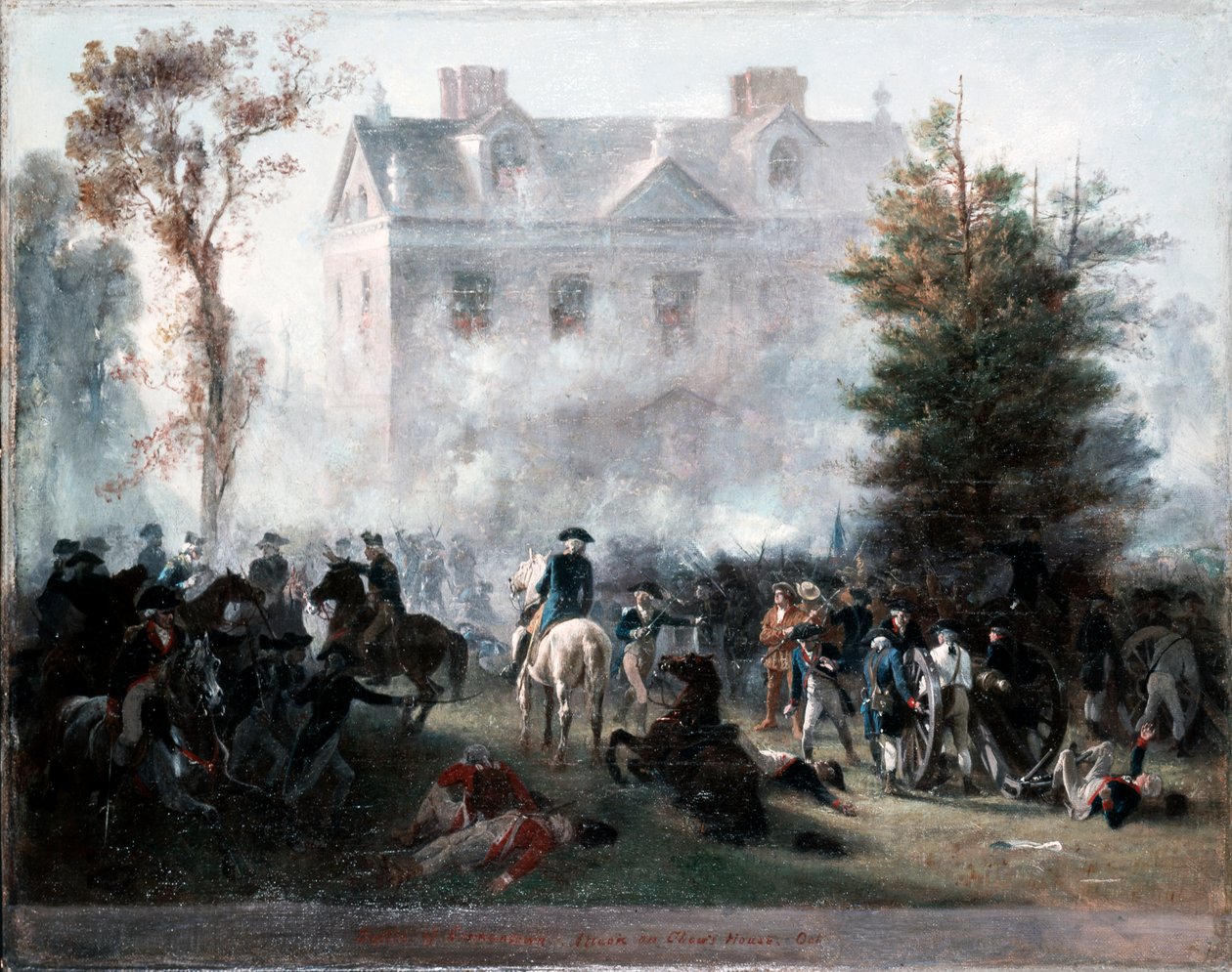 Germantownin taistelu, hyökkäys Judge Chews Housea vastaan, 1860 tekijältä Alonzo Chappel