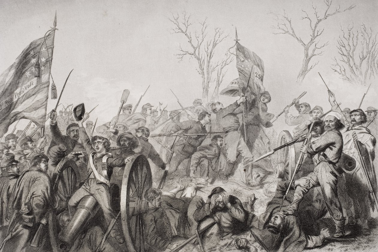 Konfederaation lipun vangitseminen Murfreesboron taistelussa vuonna 1862 tekijältä Alonzo Chappel