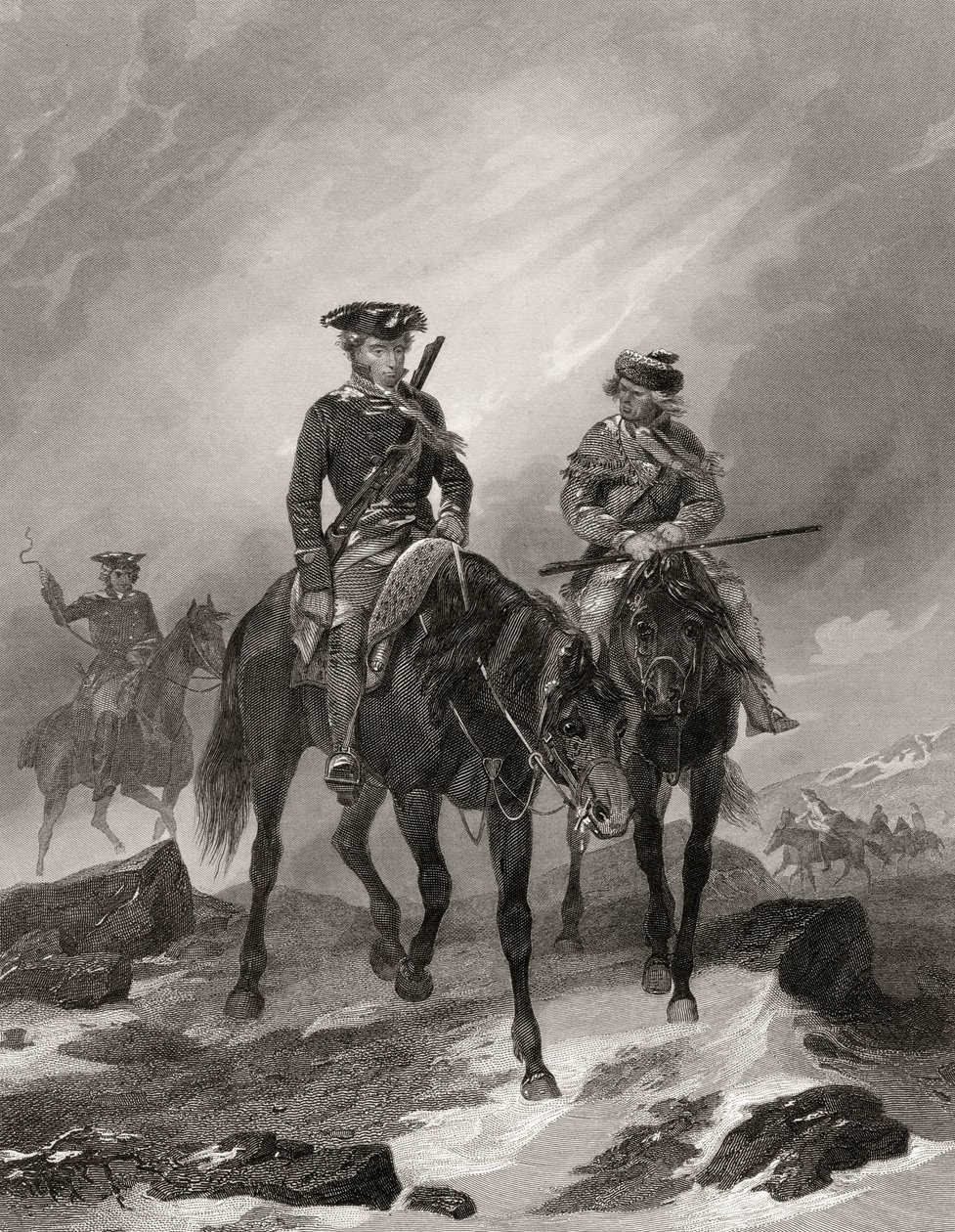George Washington matkalla Ohioon vuonna 1754, Life and Times of Washingtonin osasta I, julkaistu 1857 tekijältä Alonzo Chappel