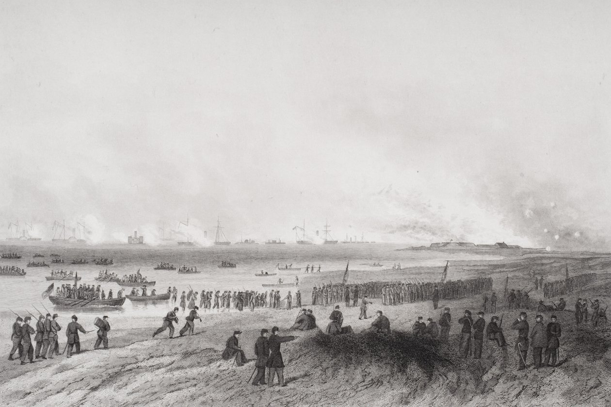 Joukkojen laskeminen maihin Fort Fisherin pommituksen aikana Pohjois-Carolinassa 1864 tekijältä Alonzo Chappel