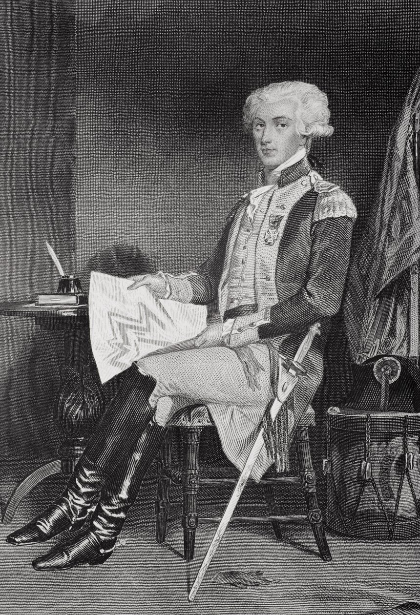 Marie-Joseph-Paul-Yves-Roch-Gilbert Du Motierin muotokuva, Marquis de La Fayette (tai Lafayette) (1757-1834) tekijältä Alonzo Chappel