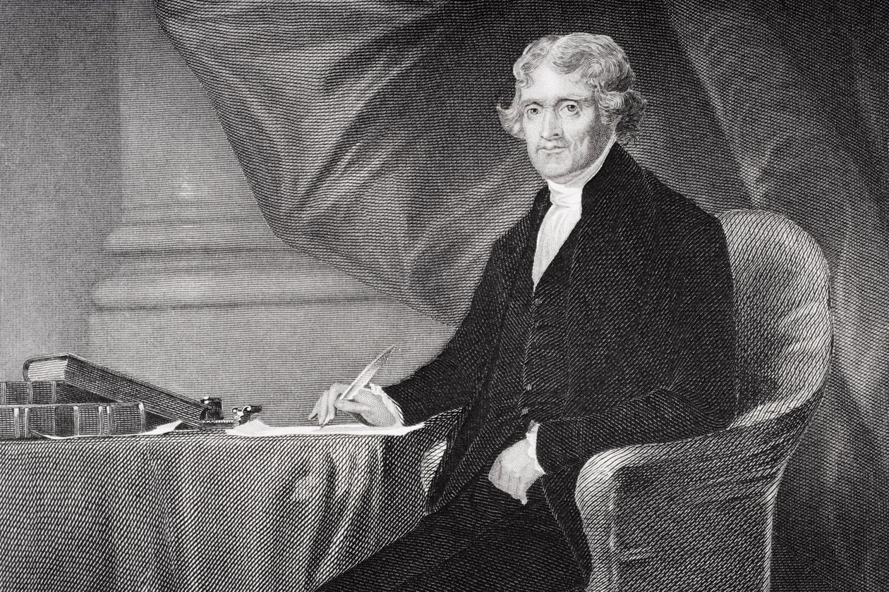 Thomas Jeffersonin (1743-1826) muotokuva (254737:n yksityiskohta) tekijältä Alonzo Chappel
