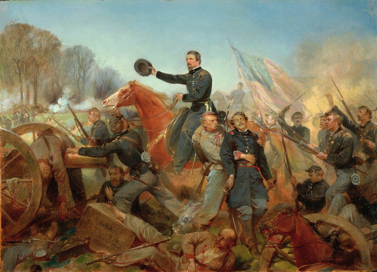 Erämaan taistelu, hyökkäys Spotsylvanian oikeustaloon, Virginia, 1865 tekijältä Alonzo Chappel