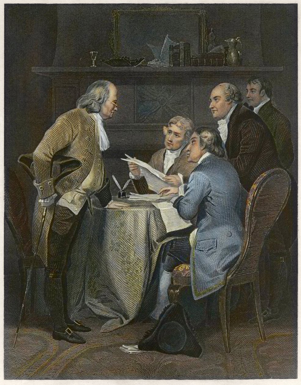Itsenäisyysjulistuksen laatiminen vuonna 1776 tekijältä Alonzo Chappel