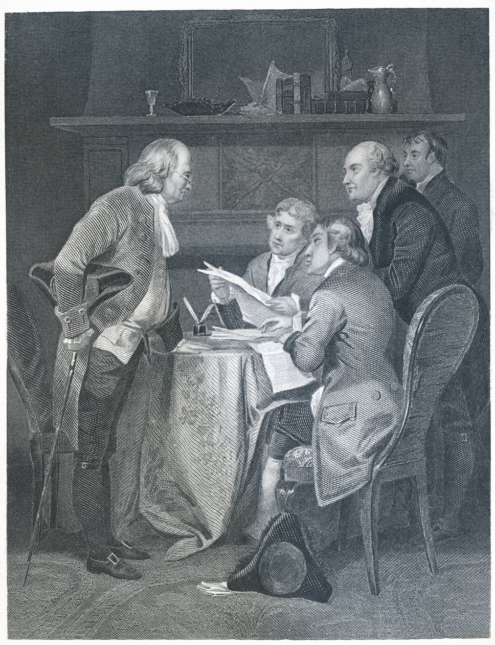 Itsenäisyysjulistuksen laatiminen 1776, 1859 tekijältä Alonzo Chappel