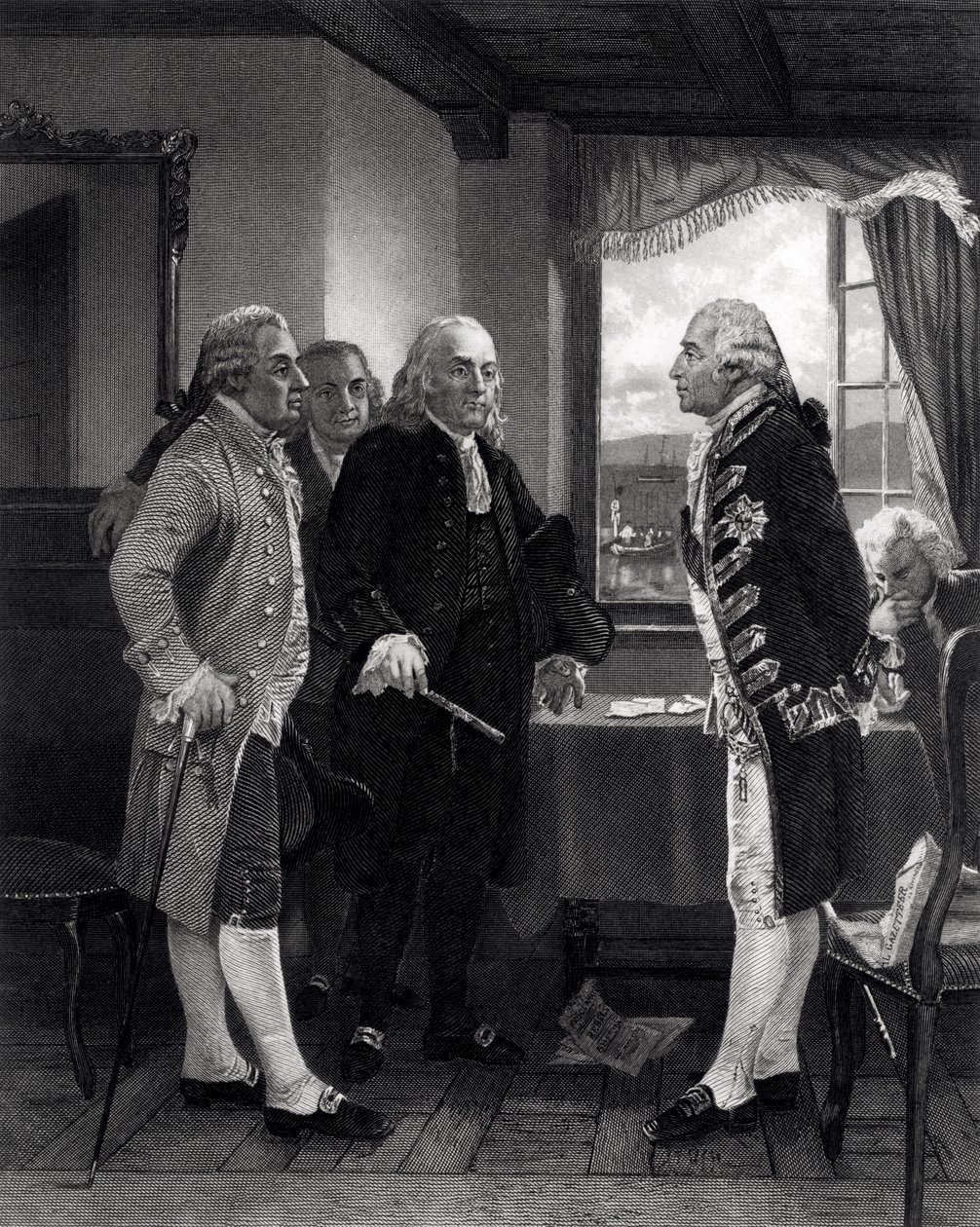 Staten Islandin rauhankonferenssi, Lord Howen ja kongressikomitean haastattelu, 11. syyskuuta 1776 tekijältä Alonzo Chappel