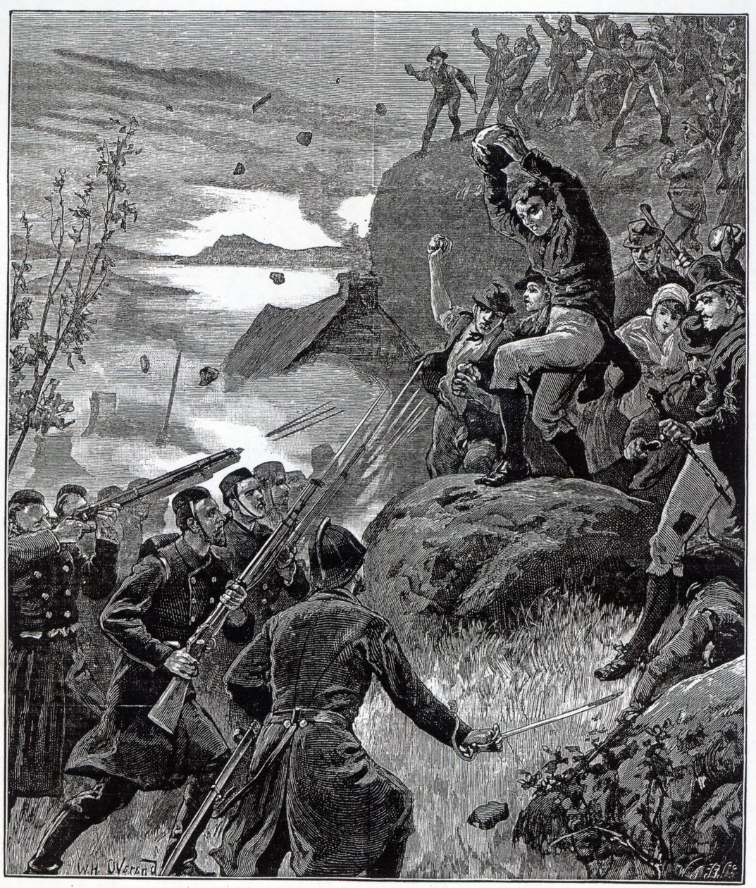 Irlannin osavaltio: The Affray Belmulletissa, Mayon kreivikunnassa, "The Illustrated London News", 12. marraskuuta 1881 tekijältä Aloysius O