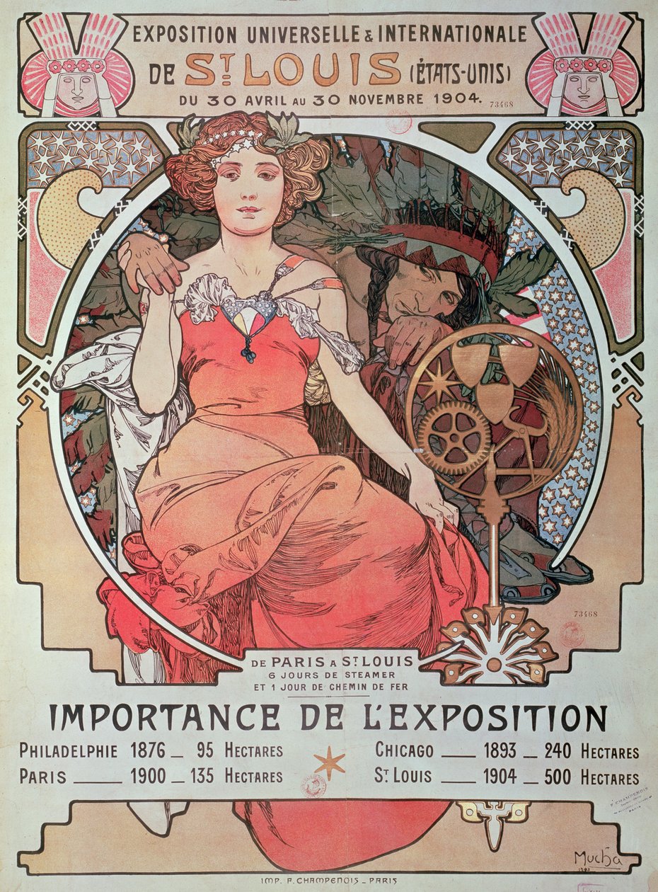 Juliste maailmannäyttelyyn, St. Louis, Yhdysvallat, 1904 (litografia). tekijältä Alphonse Mucha