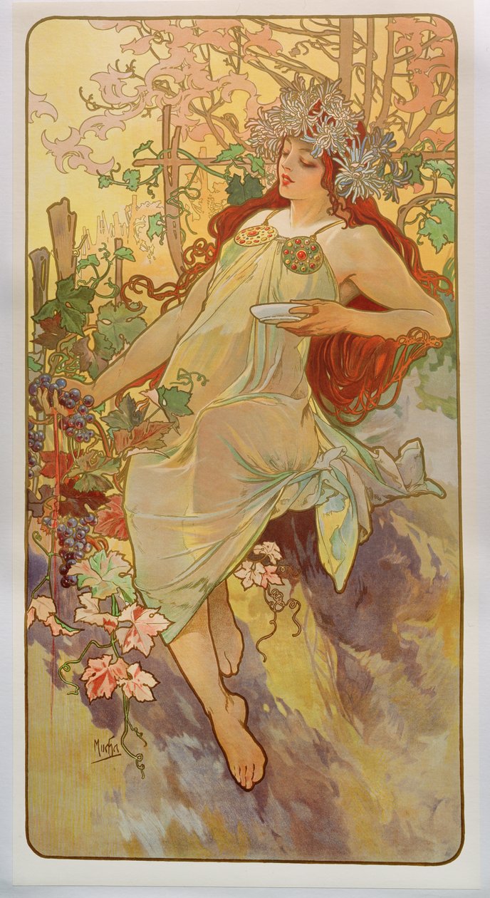 Vuodenajat: Syksy, 1896 tekijältä Alphonse Mucha