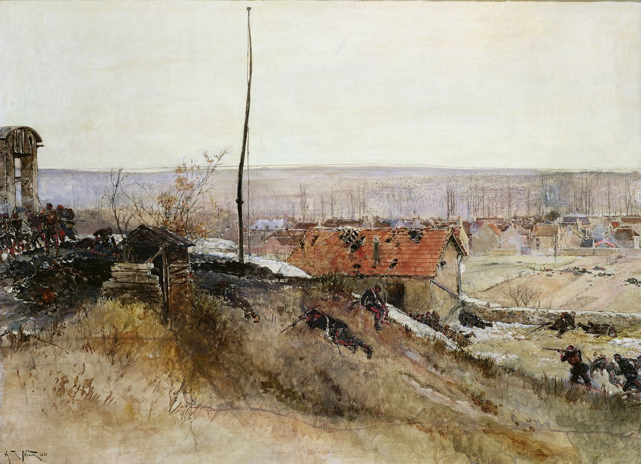 Hyökkäys Champignyn louhoksen kalkkiuuniin 2. joulukuuta 1870, 1881. tekijältä Alphonse Marie de Neuville