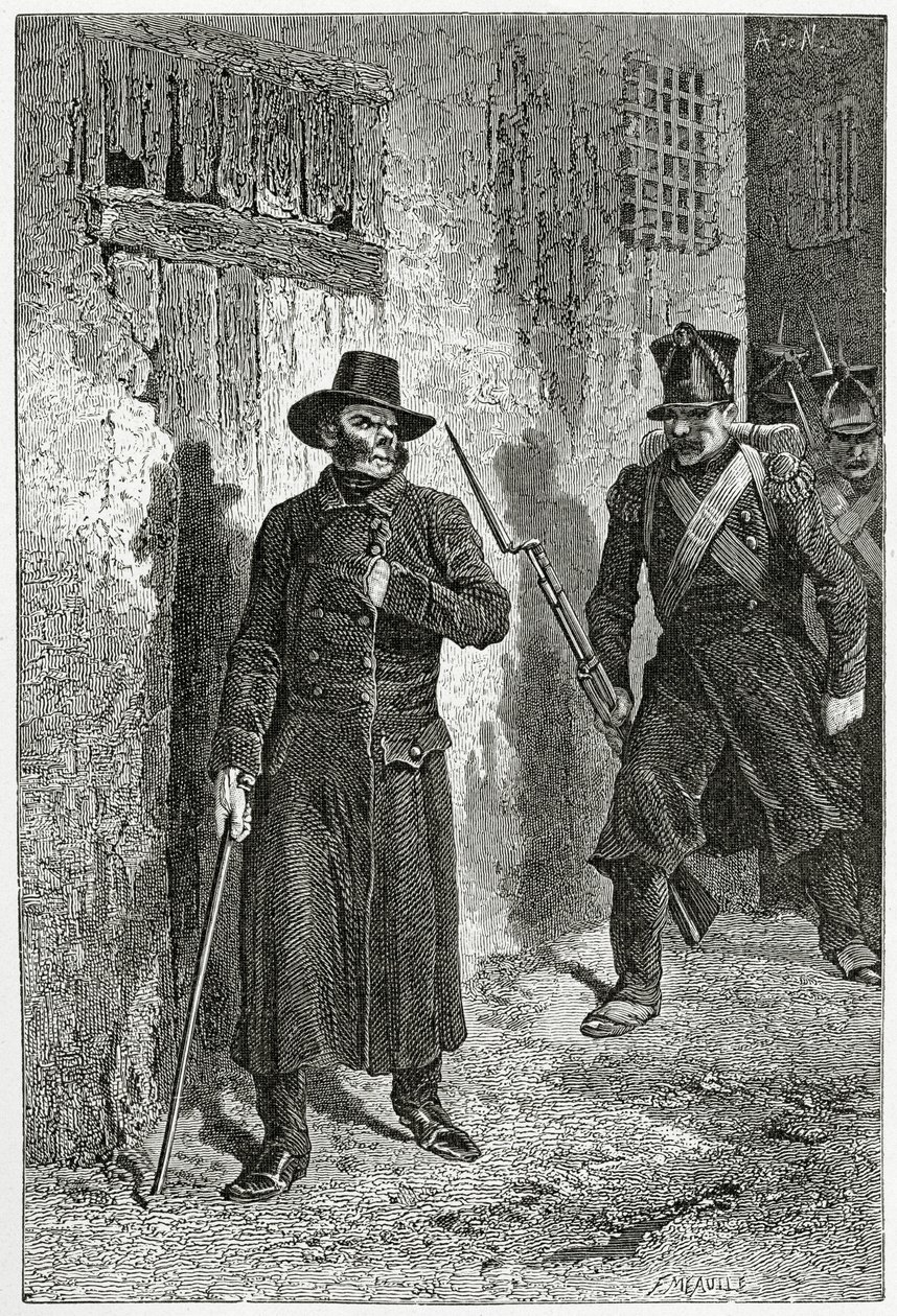 Kuvitus teoksesta Les Misérables, 18th Century (bw-kaiverrus) tekijältä Alphonse Marie de Neuville