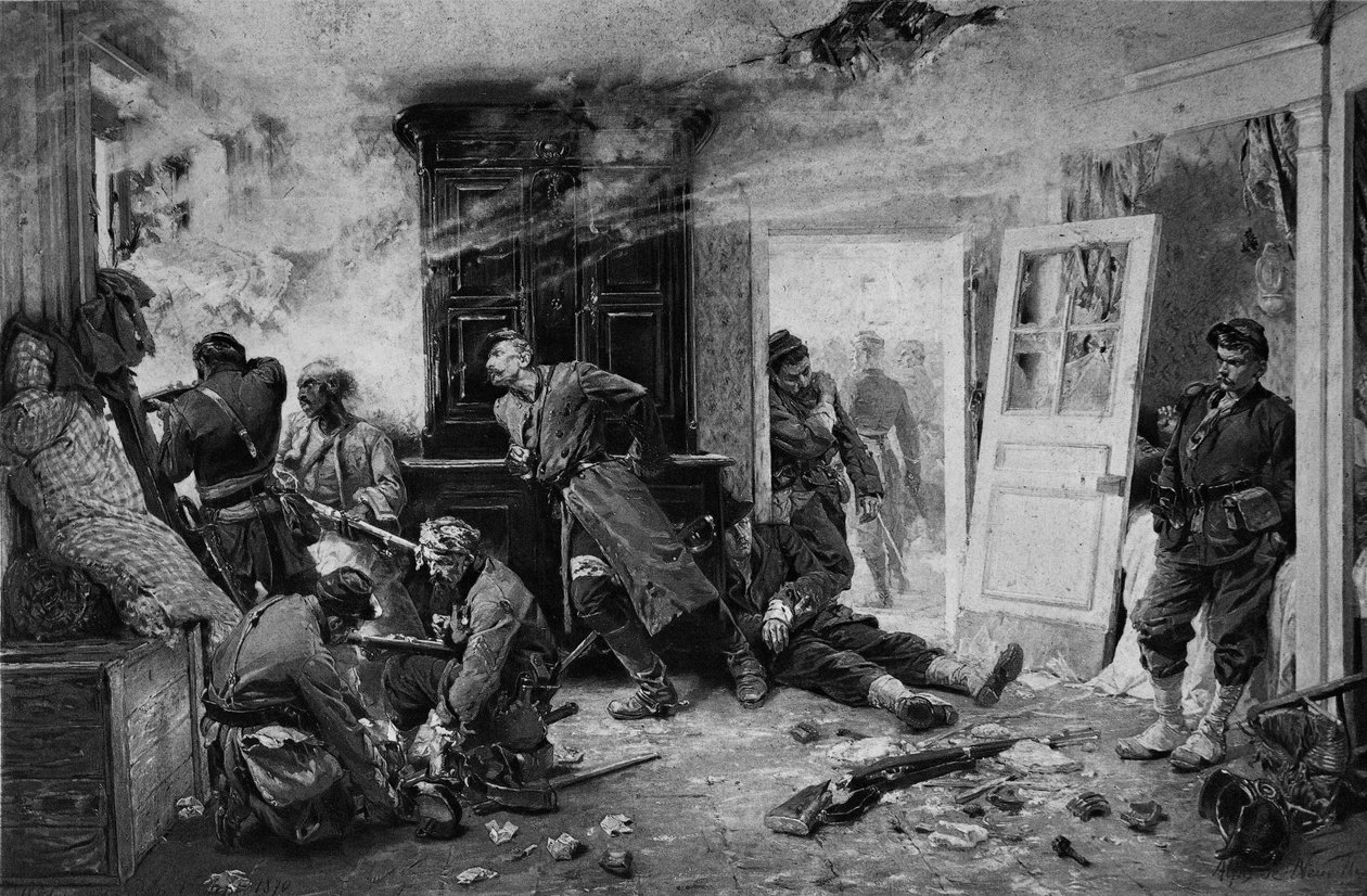 Viimeiset patruunat Balanissa Sedanin lähellä, 1870 (valokuvakuva). tekijältä Alphonse Marie de Neuville