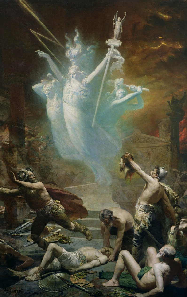 Gallialaisten valtaama Delphin temppeli, 1885 tekijältä Alphonse Cornet