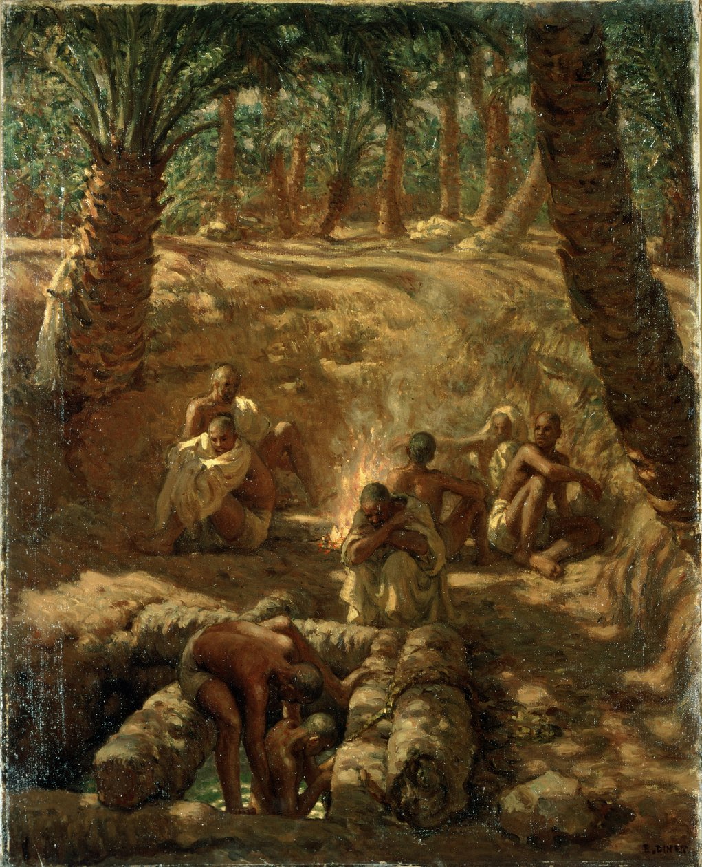 Berbers at an Oasis Well (öljy kankaalle) tekijältä Alphonse Etienne Dinet