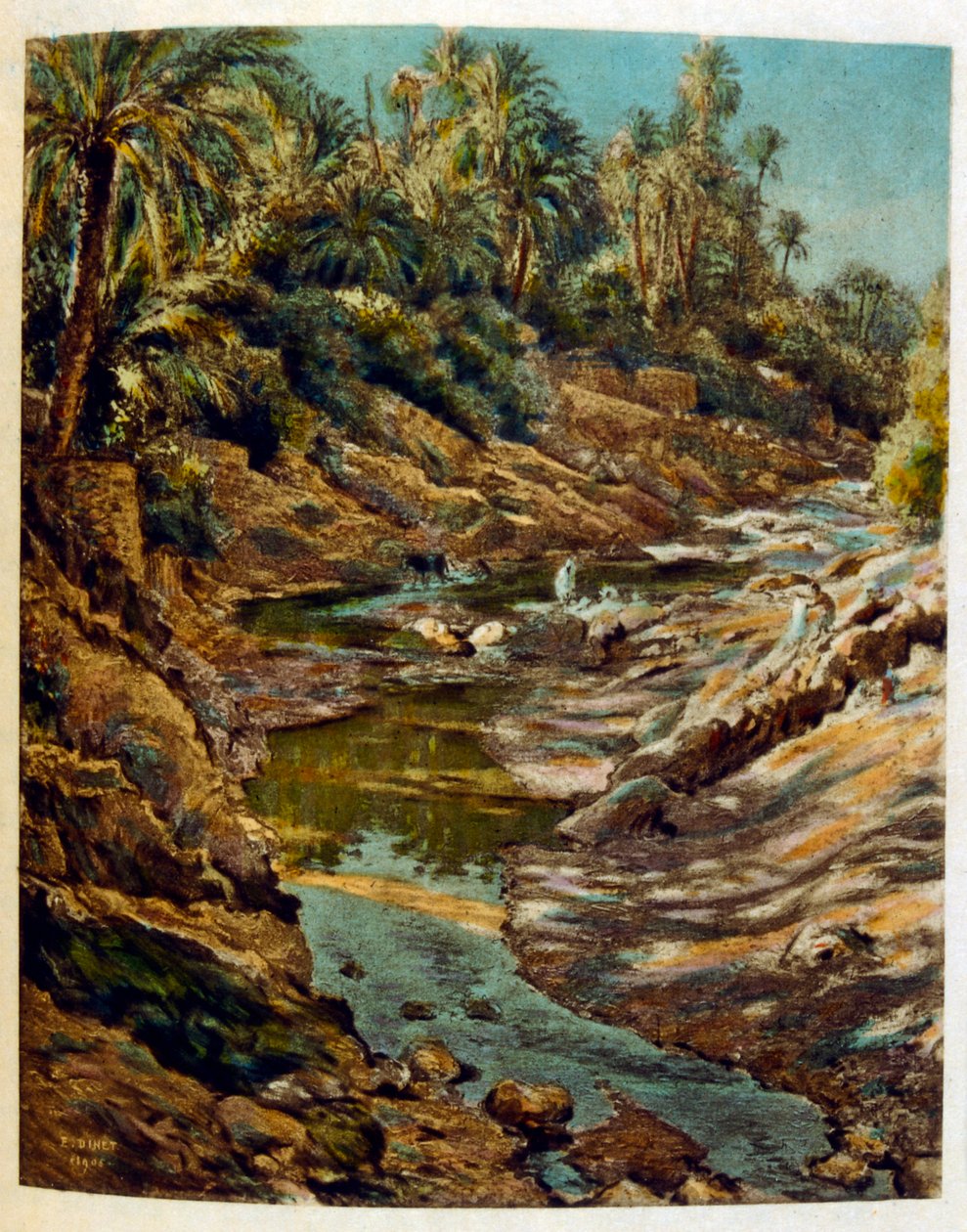Dinet:n kuvitus teoksesta Mirages Scenes of Arab life. 1906. Mirages, Scénes De La Vie Arab on kuvittanut Etienne Dinet Silman Ben Ibrahim Bamerin kommentilla. Nasreddine Dinet syntyi nimellä Alphonse-Étienne Dinet; (1861-1929) oli ranskalainen itämainen tekijältä Alphonse Etienne Dinet