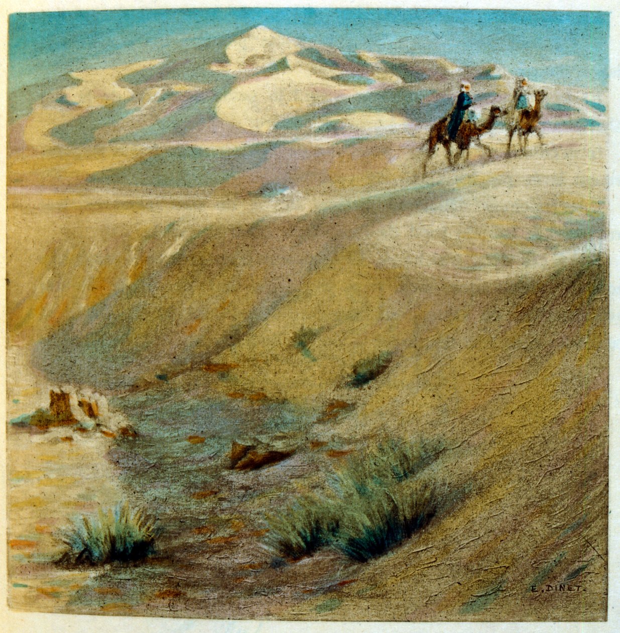 Dinet:n kuvitus teoksesta Mirages Scenes of Arab life. 1906. Mirages, Scénes De La Vie Arab on kuvittanut Etienne Dinet Silman Ben Ibrahim Bamerin kommentilla. Nasreddine Dinet syntyi nimellä Alphonse-Étienne Dinet; (1861-1929) oli ranskalainen itämainen tekijältä Alphonse Etienne Dinet