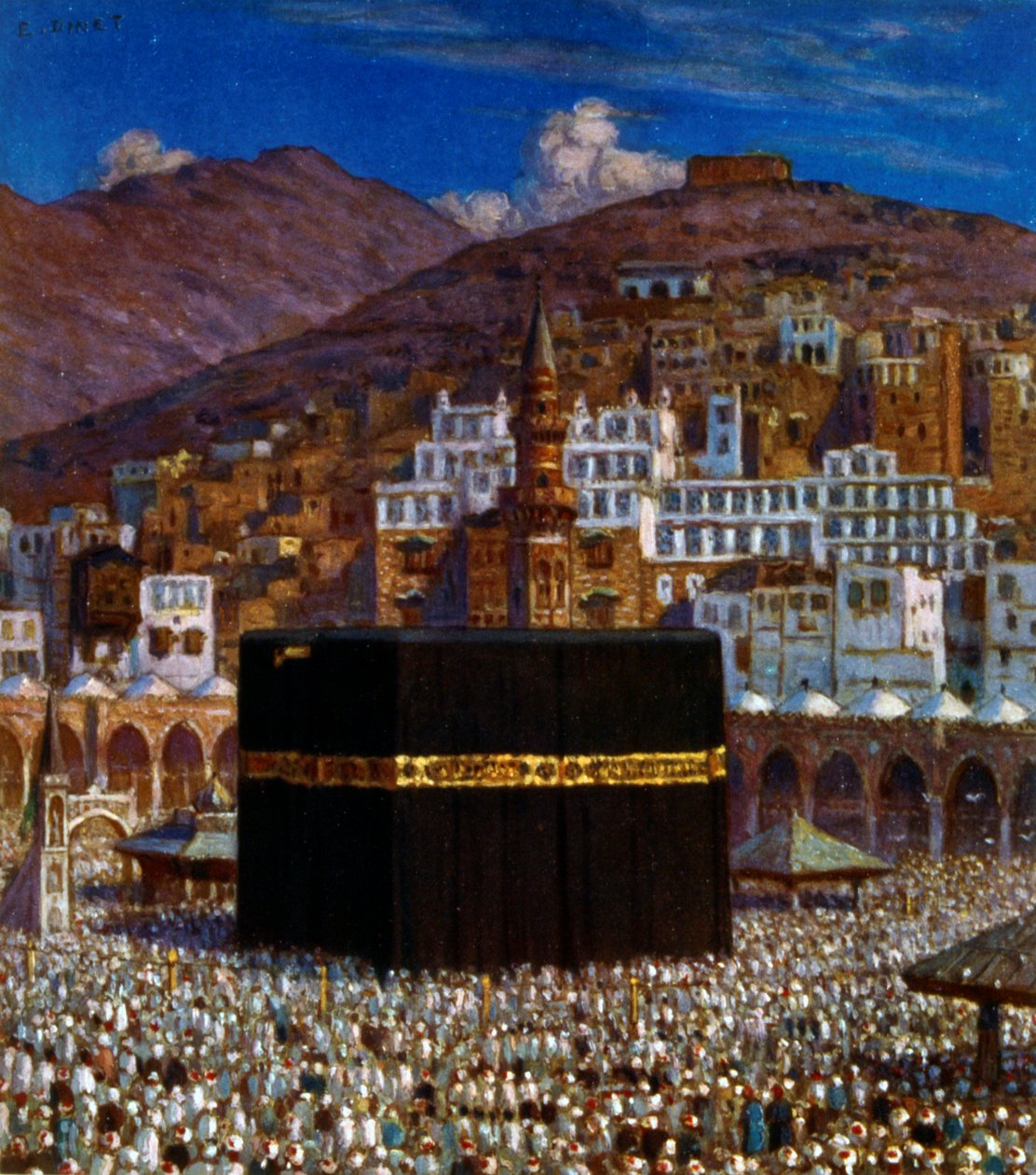 Kuvitus muslimipyhiinvaeltajista Kabbahissa Mekassa. kirjoittanut Nasreddine Dinet (Alphonse-Étienne Dinet). 1861 1929 tekijältä Alphonse Etienne Dinet
