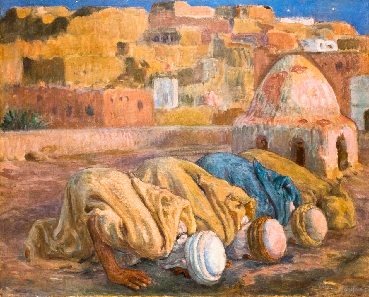 Rukous Bou-Saadan tai Es-Sojoudin terassilla (öljy kankaalle) tekijältä Alphonse Etienne Dinet