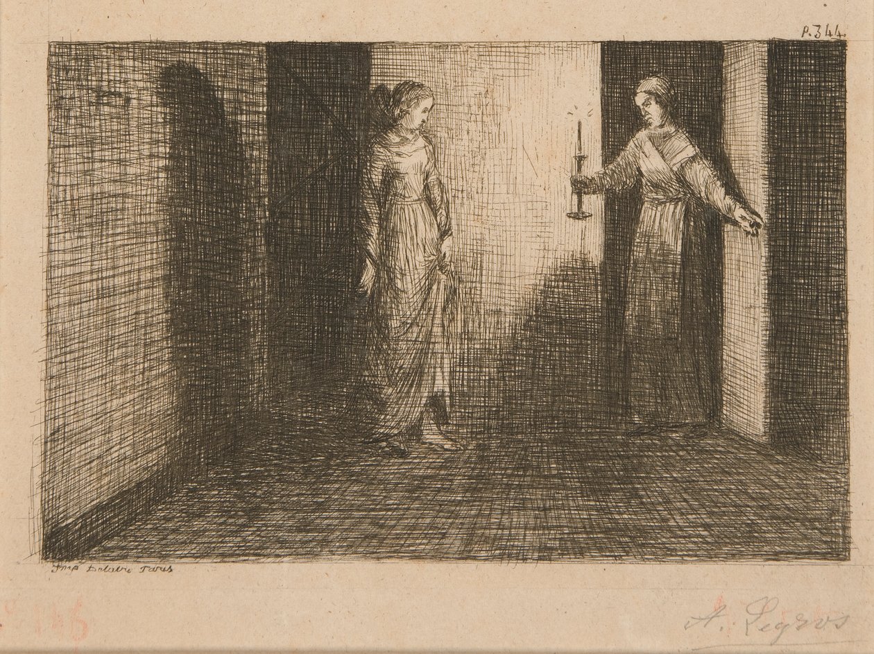 2 kuvitusta Le Malheur d tekijältä Alphonse Legros
