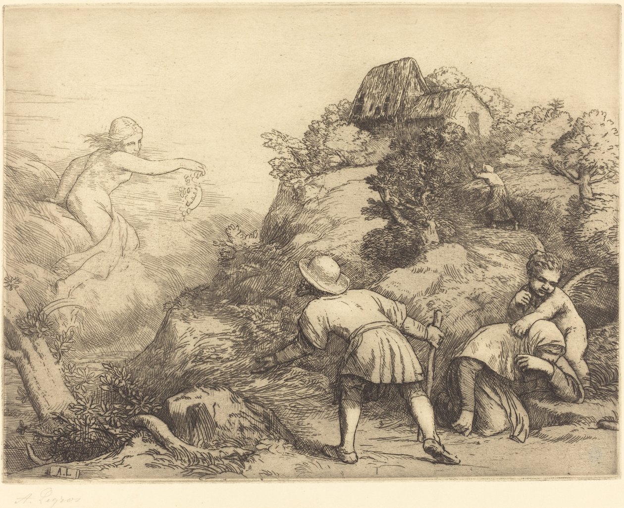 Allegoria talonpojasta ja omaisuudesta: allegorinen aihe tekijältä Alphonse Legros