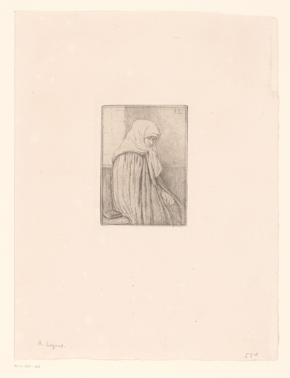 Bretonilainen nainen huivi kanssa tekijältä Alphonse Legros