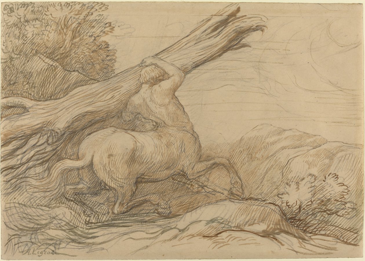 Kentauri kantaa puunrunkoa. tekijältä Alphonse Legros