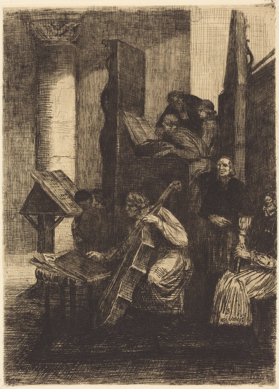 Choir in a Spanish Church (Espanjalaisen kirkon kuoro) tekijältä Alphonse Legros