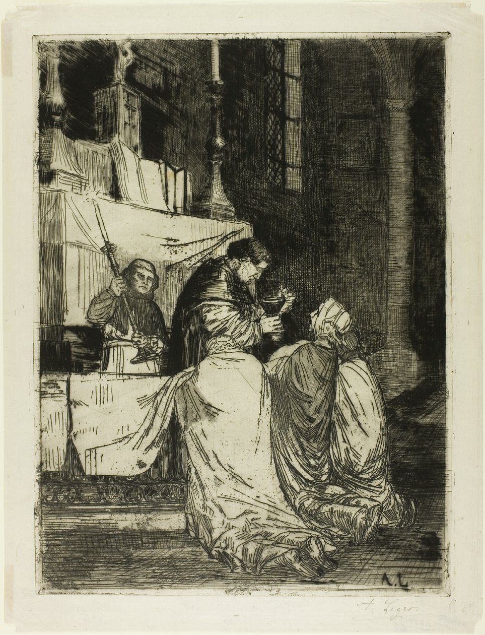 Ehtoollinen St. Médardin kirkossa tekijältä Alphonse Legros