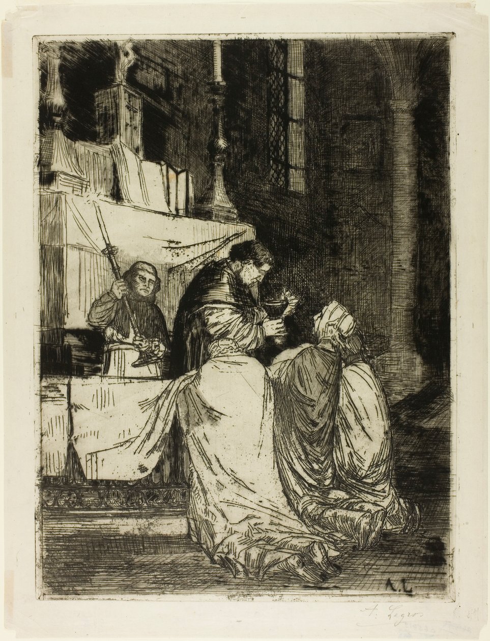 Ehtoollinen St. Médardin kirkossa tekijältä Alphonse Legros