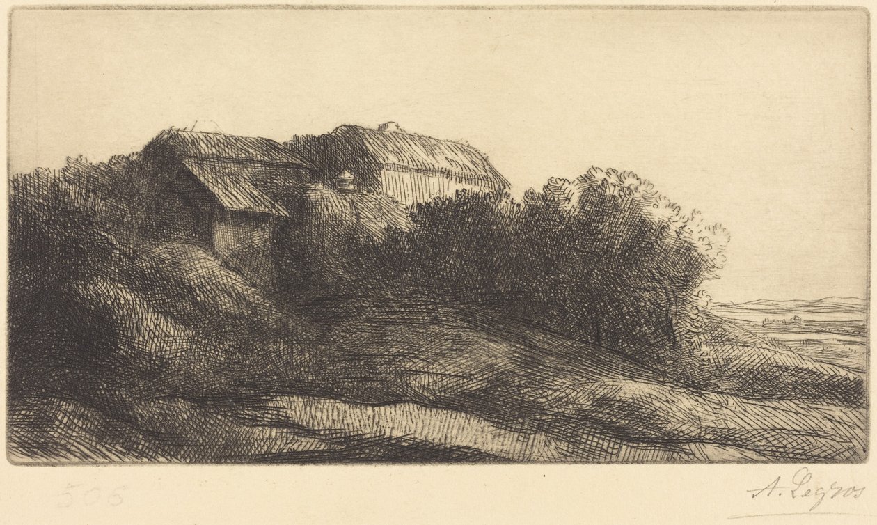 Mökki rinteellä (Chaumiere sur le coteau) tekijältä Alphonse Legros