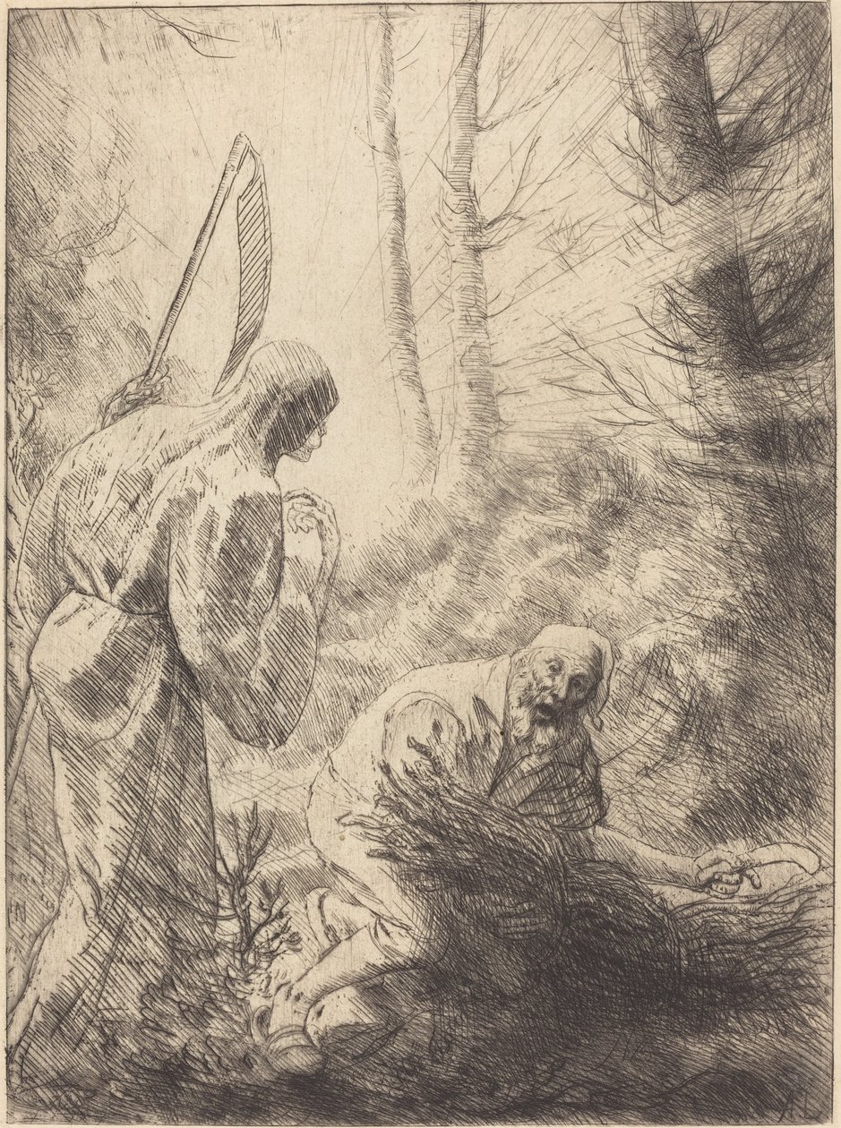 Kuolema ja puunhakkaaja, 2. levy La Mort de le bucheron. tekijältä Alphonse Legros