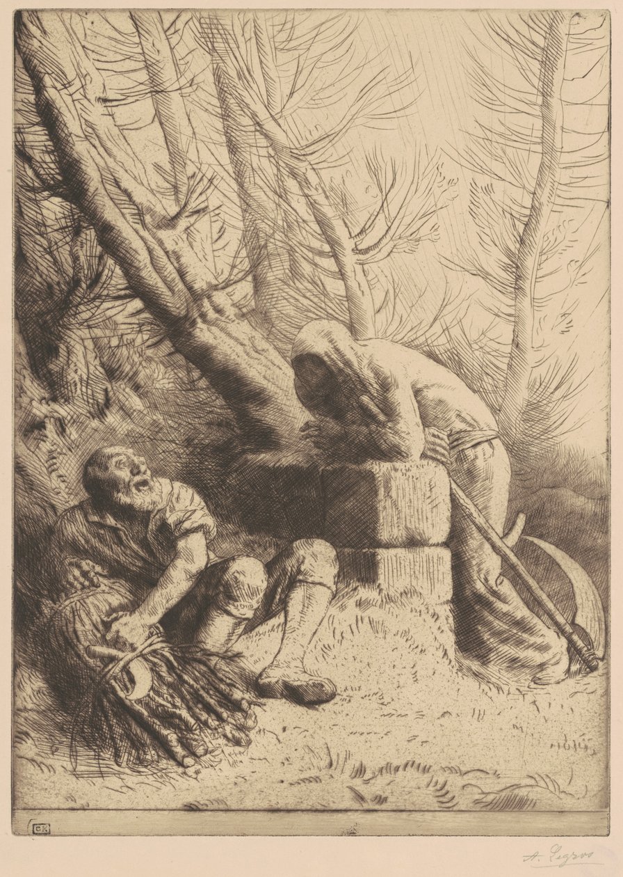 Kuolema ja puunhakkaaja, 4. lehti tekijältä Alphonse Legros