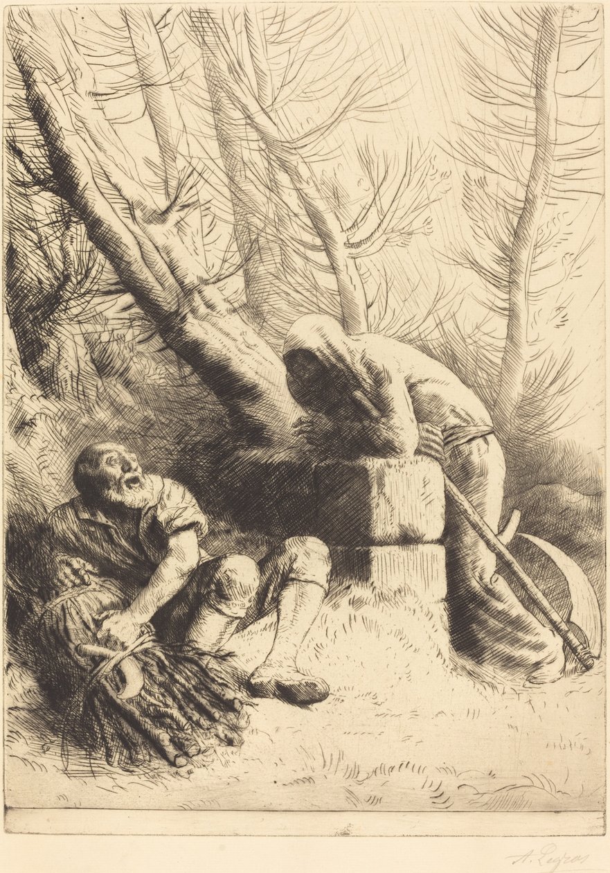 Kuolema ja puunhakkaaja, 4. levy (La mort et le bucheron) tekijältä Alphonse Legros
