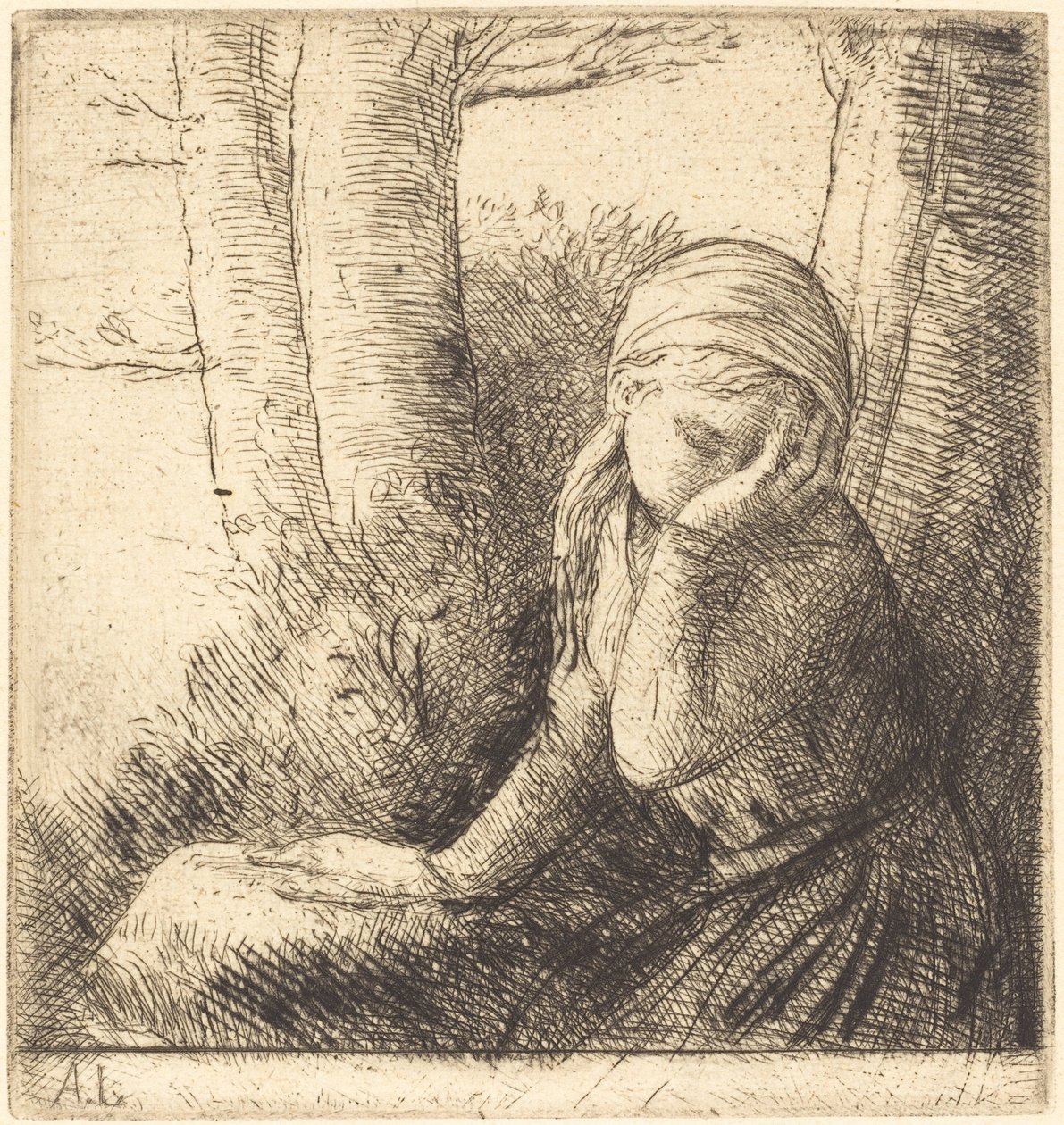 Epätoivoinen nuori tyttö tekijältä Alphonse Legros
