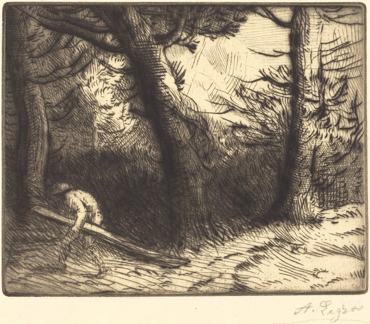 Metsän reuna Bourgognessa Un coin de foret en Bourgogne. tekijältä Alphonse Legros