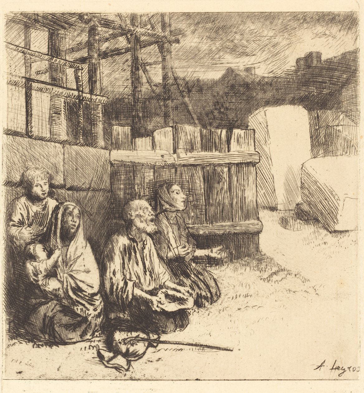 Englannin kerjäläiset Englantilaiset kerjäläiset, 1875. tekijältä Alphonse Legros