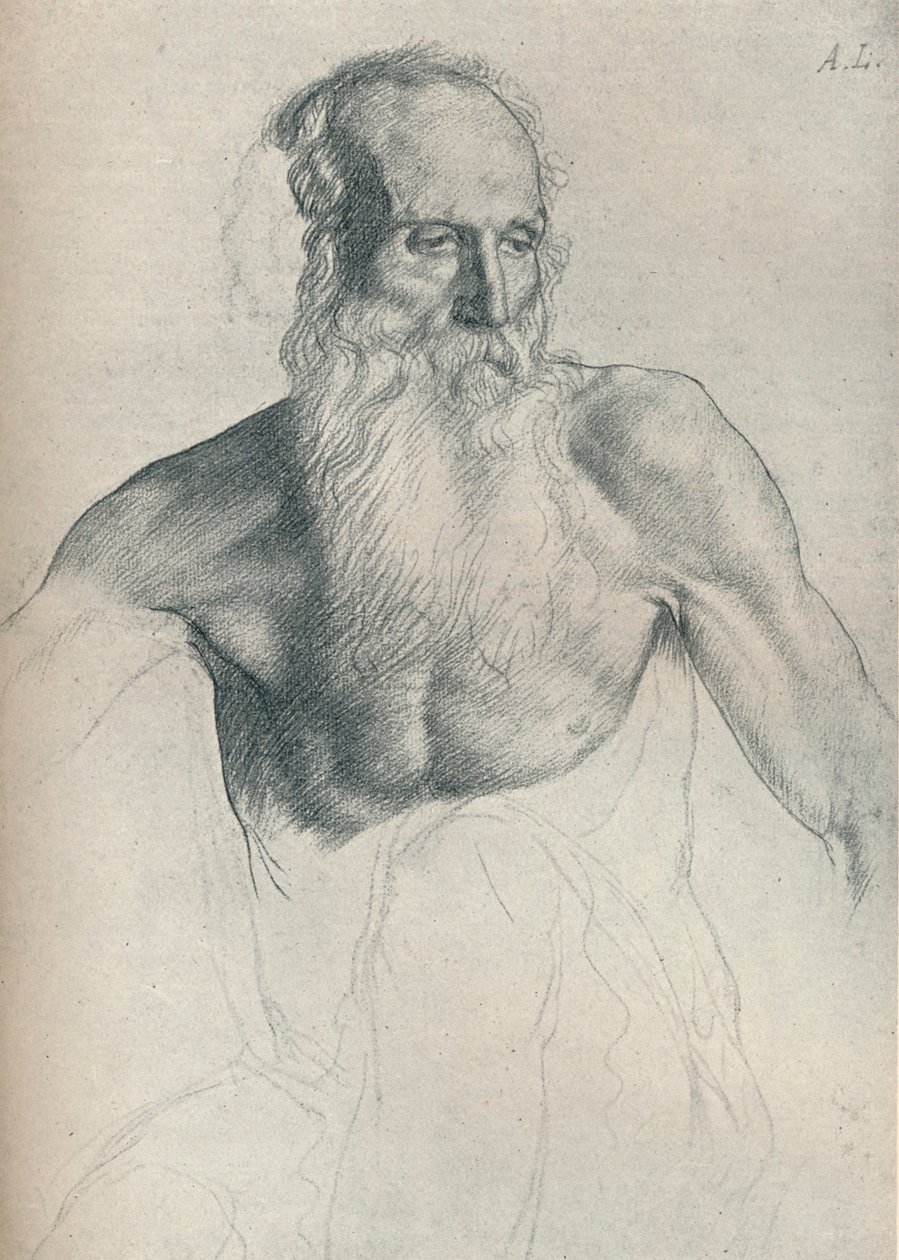 Tutkimus vanhasta miehestä, jolla on pitkä parta, c1895, 1923 tekijältä Alphonse Legros