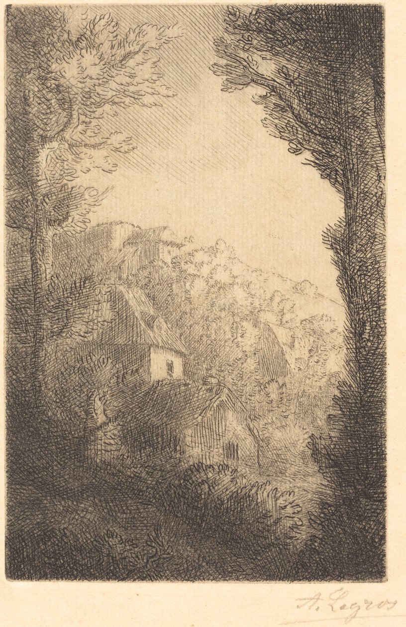 Maatila rinteellä auringonvalossa tekijältä Alphonse Legros