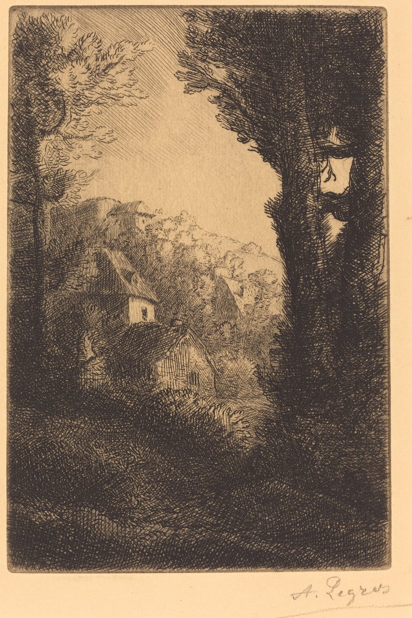 Maatila rinteellä auringonvalossa tekijältä Alphonse Legros