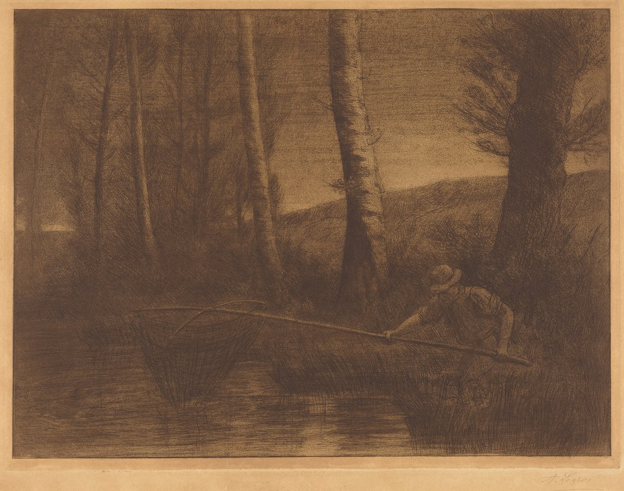 Kalastaja rengashaavin kanssa tekijältä Alphonse Legros