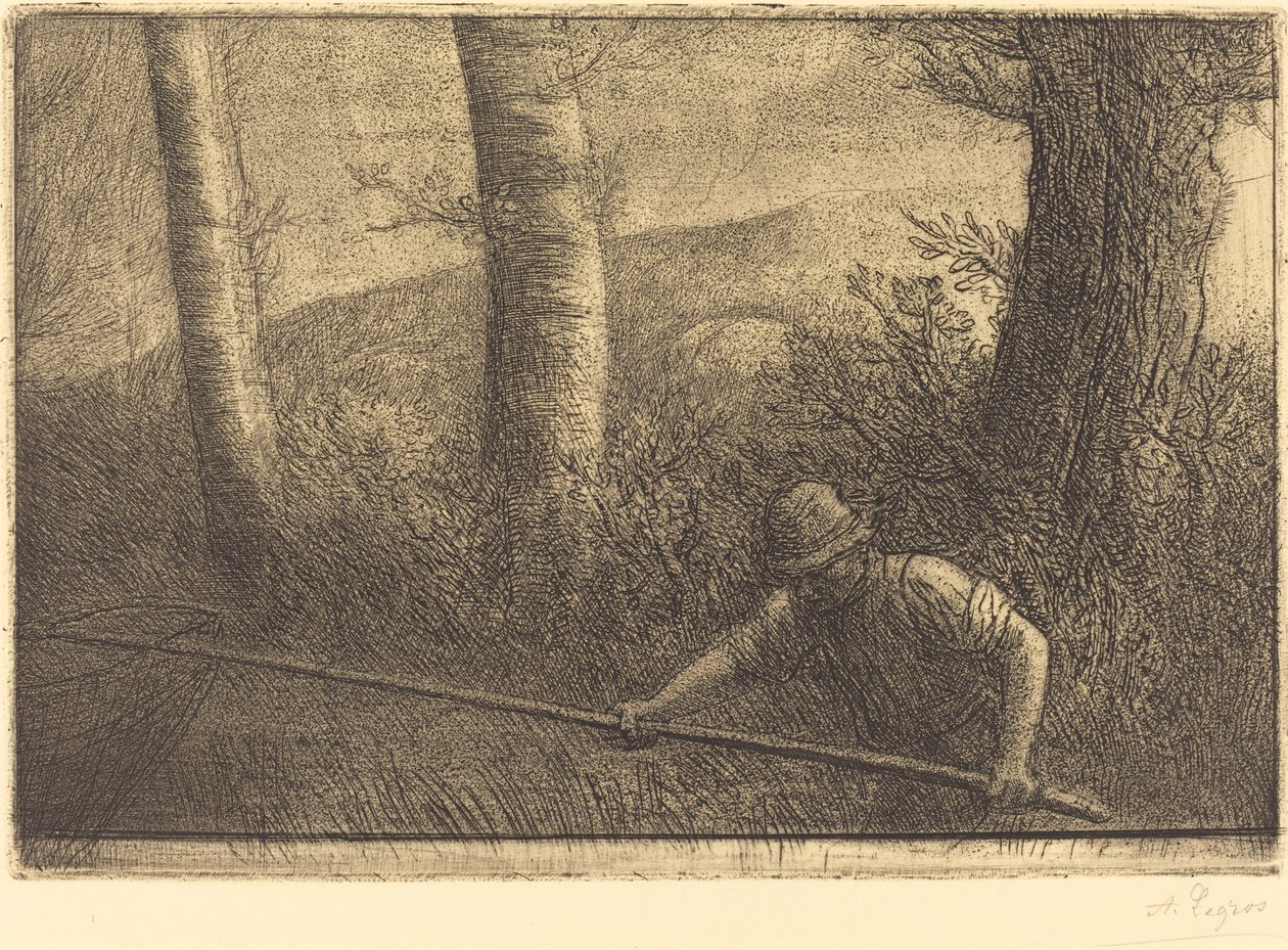 Kalastaja vanneverkolla La peche a la vaivaa. tekijältä Alphonse Legros