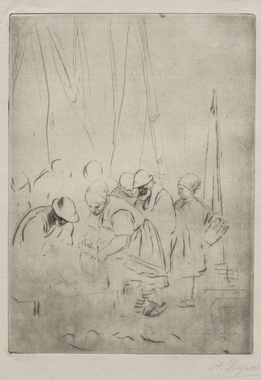 Kalastajat Boulognen laiturilla tekijältä Alphonse Legros