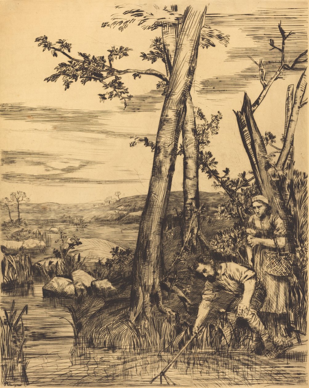Rapujen kalastus Rapukalastajat. tekijältä Alphonse Legros