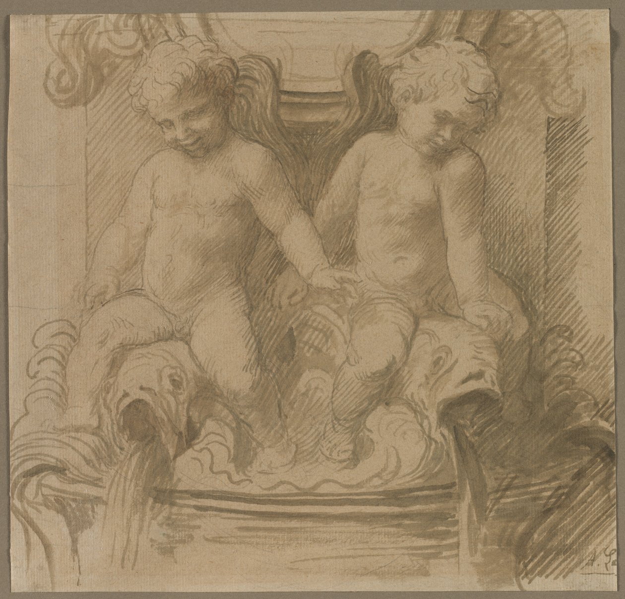 Suihkulähde Putti-ratsastusdelfiinien kanssa tekijältä Alphonse Legros